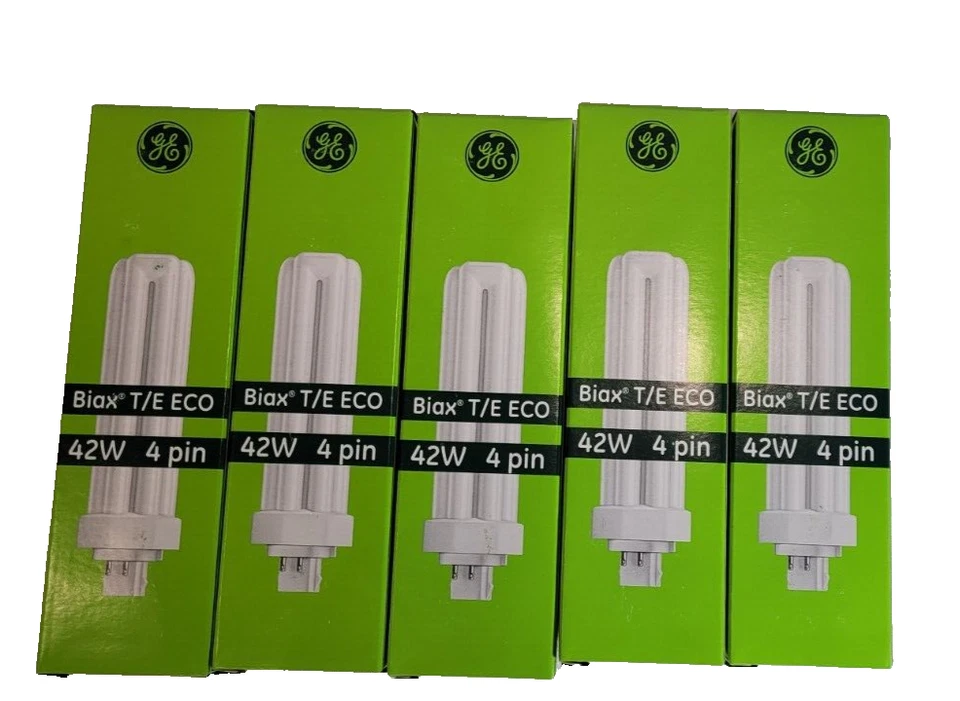 PACK OF 5 GE Compact Fluorescent Light Bulb 42W 4 PIN BIAX T/E ECO 5 BULBS - Image 1 of 4