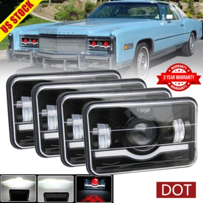 NEW 4PCS 4x6" LED Headlights Hi-Lo Beam DRL DOT For Cadillac Eldorado 1975-1985 Foto 1 de 4