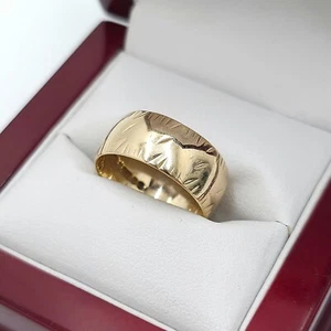 Vintage 9ct Yellow Solid Gold Full Eternity Etched Ladies Women's Band Size M - Picture 1 of 5