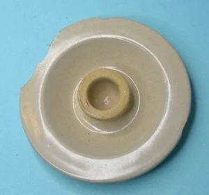 Old stoneware Crock LID Only 4.5” Top CHIPPED - Picture 1 of 3