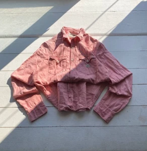 90s Denim Supply Ralph Lauren Mens Pocket Button Up Shirt Pink Linen M Size - Picture 1 of 15