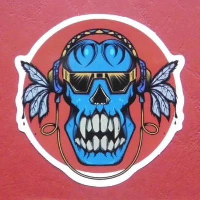 Sticker Decal Dj Skull " Gloss-Optics Stickerbomb Skateboard Laptop - Image 1 of 2