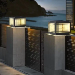 Garden Gate Pillar Lamp Home Solar LED Lights Yard Outdoor Post Light Waterproof - Picture 1 of 13