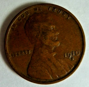 Lincoln Cent 1910 s VG #104 - Picture 1 of 4