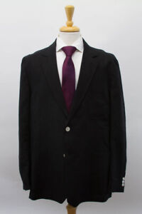 NWOT Duchamp London "Tailored Fit" 100% Linen Black Sport Coat Size 46