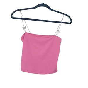 Rue21 Pink Butterfly Chain Strap Crop Top XS Y2K Fairy Festival Coachella Summer - Picture 1 of 5
