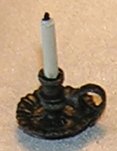 Dollhouse Miniature Candle with Chamber Holder - Black - 1:12 Scale - Picture 1 of 1