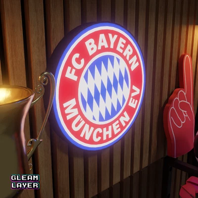 FC Bayern München Logo Led Football Team Lightbox RGB Wall Display Light Sign