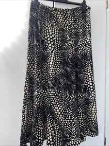 Marks & Spencer Women's Skirt Size 12 Long Midi Beige Black Polka Dots - Picture 1 of 11