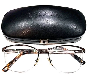 Anteojos ovalados Escada VES873 de media montura de metal marrón 54-16 140 Italia con estuche - Imagen 1 de 8