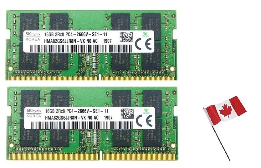 SK Hynix 16GB x 2 (32GB) PC4-2666V Mhz DDR4 SO-DIMM HMA82GS6JJR8N-VK Laptop Ram - Image 1 of 1