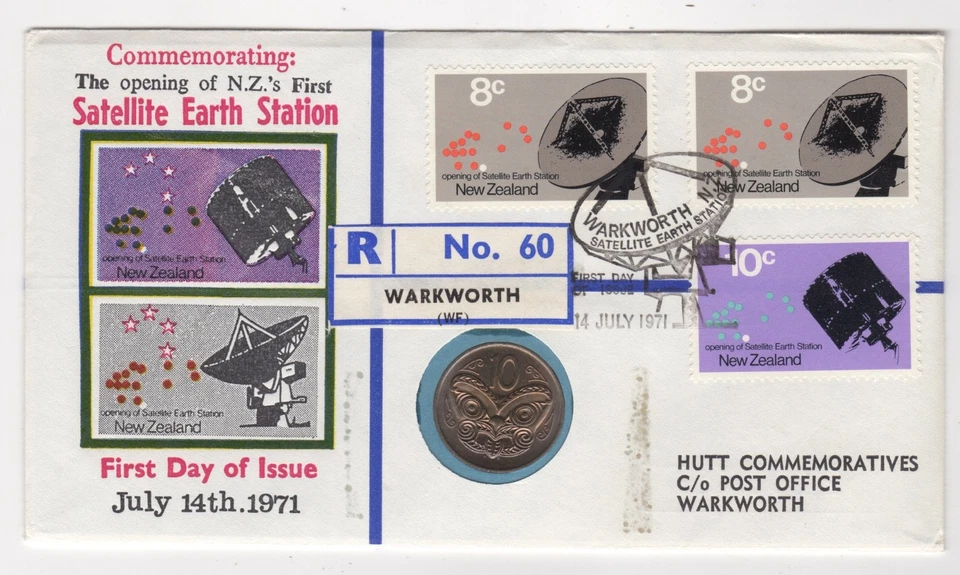 14 de julio de 1971. Cubierta de primer día Hutt PNC. Apertura de Estación Terrestre Satelital. Foto 1 de 2