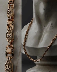 6.5MM 20inch Men's 18k Rose Gold With Custom Initials Chain Solid Gold Necklace - Picture 1 of 7