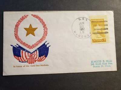 Destroyer USS McGOWAN DD-678 Naval Cover 1952 GRANDY GOLD STAR MOTHERS Cachet - Image 1 of 2