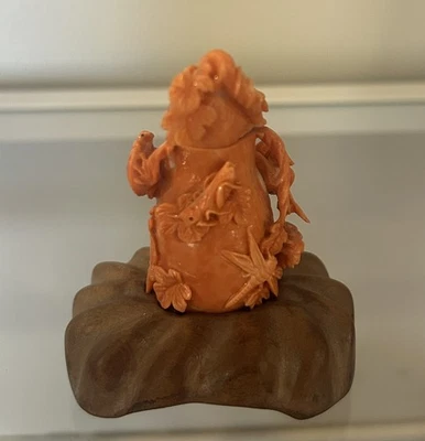 Ornate Old Chinese Carved Coral Snuff Bottle Broken Please Read Antique - Image 1 of 4