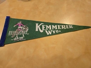 50er Jahre Kemmerer Wyoming Cowboy Filz Wimpel 17" TOP - Bild 1 von 4