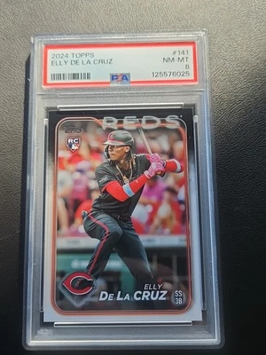 2024 Topps Elly De La Cruz Rookie Card PSA 8 QUASE PERFEITO-PERFEITO Estrela Vermelha - Imagem 1 de 2