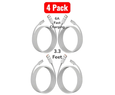 Paquete de 4, 6 amperios, cable USB-C a USB-A, 3,3 pies, carga rápida, transferencia de datos. Foto 1 de 4