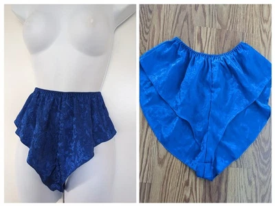 Vintage Victoria's Secret Satin blue Jacquard Panties Tap Pant shorts high rise - Image 1 of 4