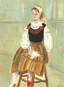 Geraldine Mortimer - Contemporary Oil, Polish Girl in Traditional Costume - Picture 1 of 3