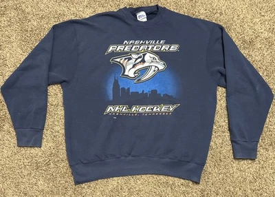 VINTAGE Nashville Predators Sweatshirt 2XL Blue NHL Hockey Y2K *read - Image 1 of 4