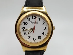 Caravelle By Bulova Quartz Watch New Battery Gold Tone White Dial 34mm - Picture 1 of 14