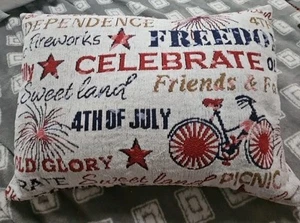 Throw Pillow 4th of July Americana Decor 18x13" Red White Blue New with Tags - Picture 1 of 3