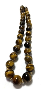 Vintage 18 inch Tigers Eye beaded Necklace 14 kt gsj - Picture 1 of 3