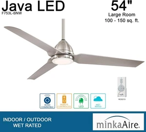 Minka Aire F753L-BNW Java 54" Outdoor LED Brushed Nickel Ceiling Fan with Remote - Picture 1 of 8