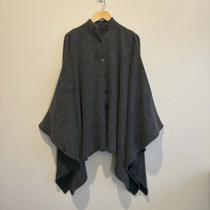 Poncho Sweater Angora Silk Wool Nylon Made Italy Gray Women’s Lagenlook Luxury - Picture 1 of 9