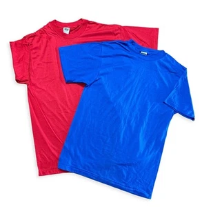 Deadstock Anvil Blank T-Shirt Lot Rot/Blau Einzelnaht Made in USA - Bild 1 von 9
