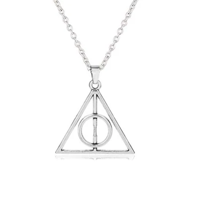 Collana HARRY POTTER Argento catena in ACCIAIO INOX Doni della Morte Uomo Donna - Immagine 1 di 4