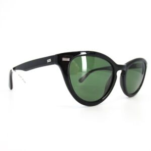 Morgenthal Frederics Sunglasses 041 GARBO Black Cat Eye Frames with Green Lenses