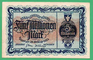 Germania Monaco di Baviera 5.000.000 marchi moneta cartacea 1923 circolata 088609 - Foto 1 di 2