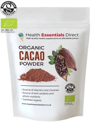 HEALTH ESSENTIALS DIRECT Organic Cacao/Cocoa Powder (Peruvian Mood Boosting Superfood) Choose Size