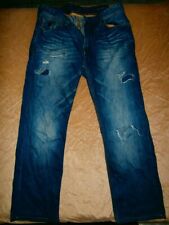 Guess LA USA VTG LINCOLN SLIM STRAIGHT Blue Denim ZIP fly DISTRESSED jeans SZ 34