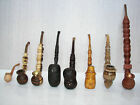 Lot of 8 Long Smoking Pipes Wooden Handmade from Ukraine 