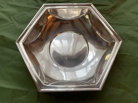 Antique, Alvin, Art Deco Sterling Silver Hexagon Shape Bowl, 10 Inches, c. 1920s Cover