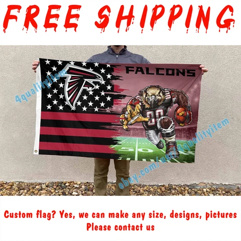 Deluxe Atlanta Falcons  Stars Stripes Mascot Flag Banner 3X5 FT Football 2023 Cover