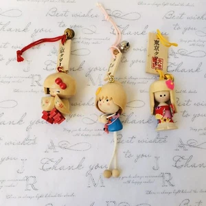 VTG Handmade Japanese Kokeshi doll 40 yr Old Set Of 3 Little Wooden doll  E1-187 - Picture 1 of 7