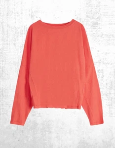 Ex HUSH Women’s Long Sleeve Soairse Seam Detail Dolmon Top in Vibrant Red - Picture 1 of 5