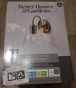 Better Homes & Gardens Glass Sconce Satin Nickel Finish #52016 Wyndham Ridge - Picture 1 of 2