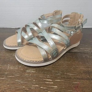 HA Hanna Andersson Vera 2 Silver Metallic Gladiator Sandals size 10 - Picture 1 of 6