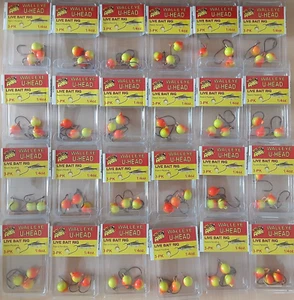 24-pack / 72-piece ARKIE fishing walleye JIG u-heads 1/4 OZ HOOK LIVE RIG orange - Picture 1 of 2