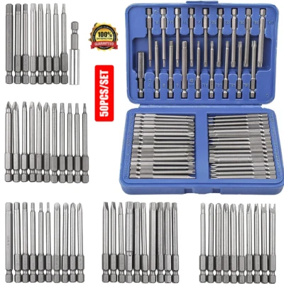 Screwdriver Bit Set 50x Hex Star Security Bit Set Extra Long Magnetic Driver Kit - Image 1 of 4