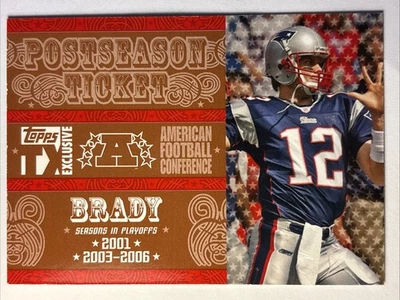 2007 Topps Tix Exclusive Postseason Ticket PS-TB Tom Brady Patriots 51/99!! - Image 1 of 3