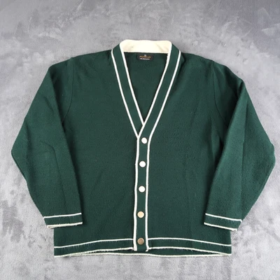 Vintgae 70s Puritan Sweater Men M Medium Tennis Cardigan Acrylic Forest Green - Image 1 of 4