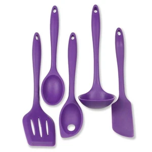 Chef Craft Premium Silicone Kitchen Tool and Utensil Set, 5 Piece, Purple - Picture 1 of 6