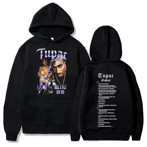 Neu Tupac Hoodies Sweatshirts Rapper bedruckt Streetwear Y2k Herbst Fleece Hoodie - Bild 1 von 36