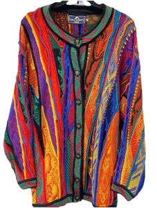 Coogi Style Carlo Alberto 100% Australian Wool Multicolor Cardigan Sweater Sz M - Picture 1 of 8